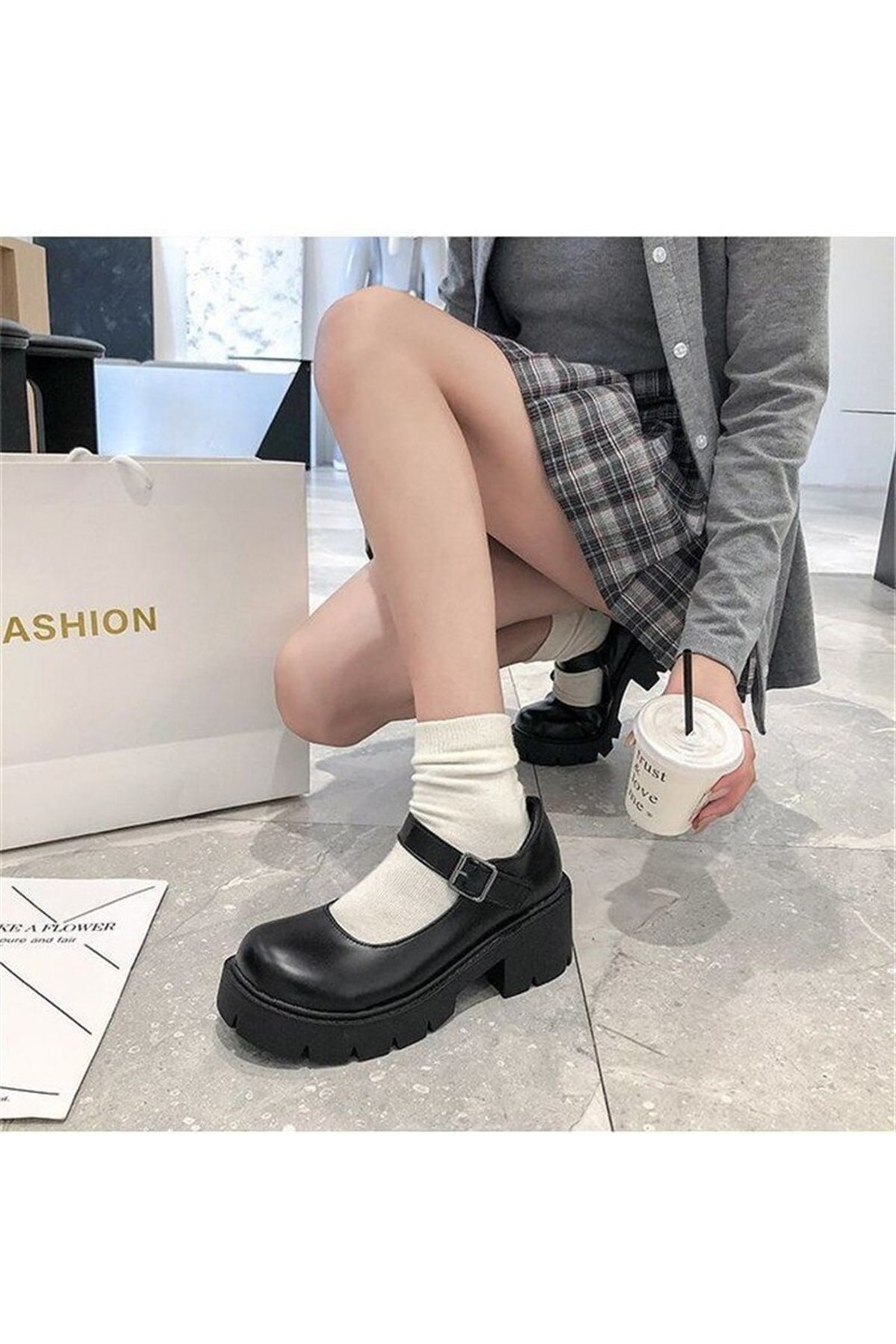 Uny Butik Siyah Oxford Harajuku Tarz Lolita Ayakkabı